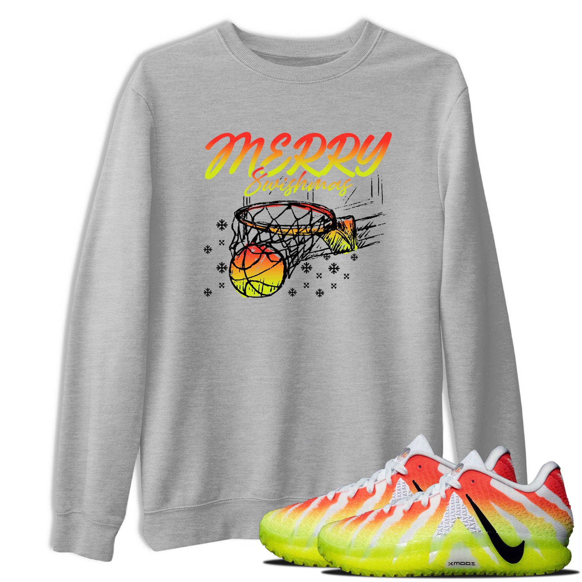 Sneaker Threads – Sneaker Tees To Match Nike JA 3 Under The Christmas Tree – Merry Swishmas Graphic Tee Heather Grey 1. Perfect for Jordan releases 2025 colorways. Perfect for Ja Morant sneaker releases and Christmas 2025 colorways.