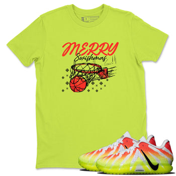 Sneaker Threads – Sneaker Tees To Match Nike JA 3 Under The Christmas Tree – Merry Swishmas Graphic Tee Safety Green 1. Perfect for Jordan releases 2025 colorways. Perfect for Ja Morant sneaker releases and Christmas 2025 colorways.