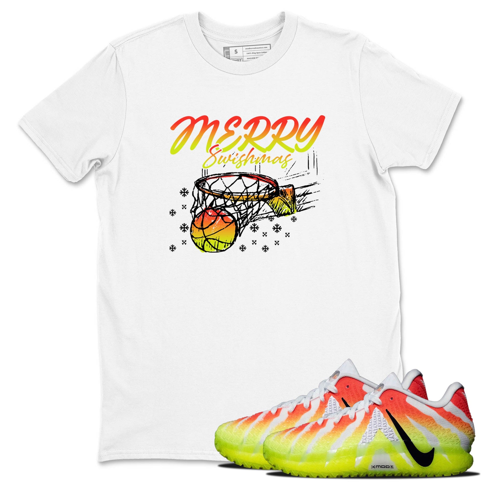 Sneaker Threads – Sneaker Tees To Match Nike JA 3 Under The Christmas Tree – Merry Swishmas Graphic Tee White 1. Perfect for Jordan releases 2025 colorways. Perfect for Ja Morant sneaker releases and Christmas 2025 colorways.