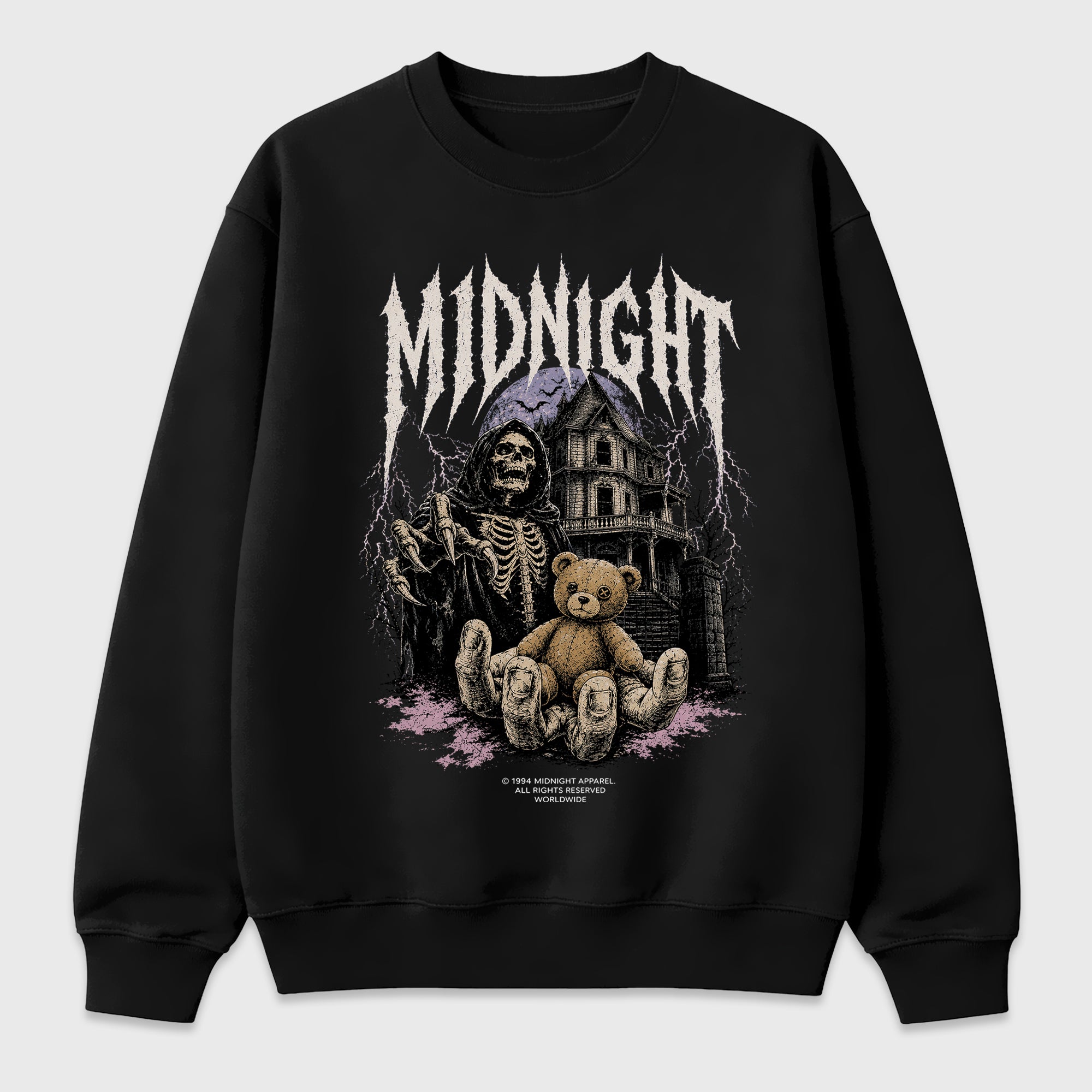 Midnight Halloween Graphic T-Shirt featuring original streetwear artwork designed to match the Halloween. Black 1 Graphic Tee.