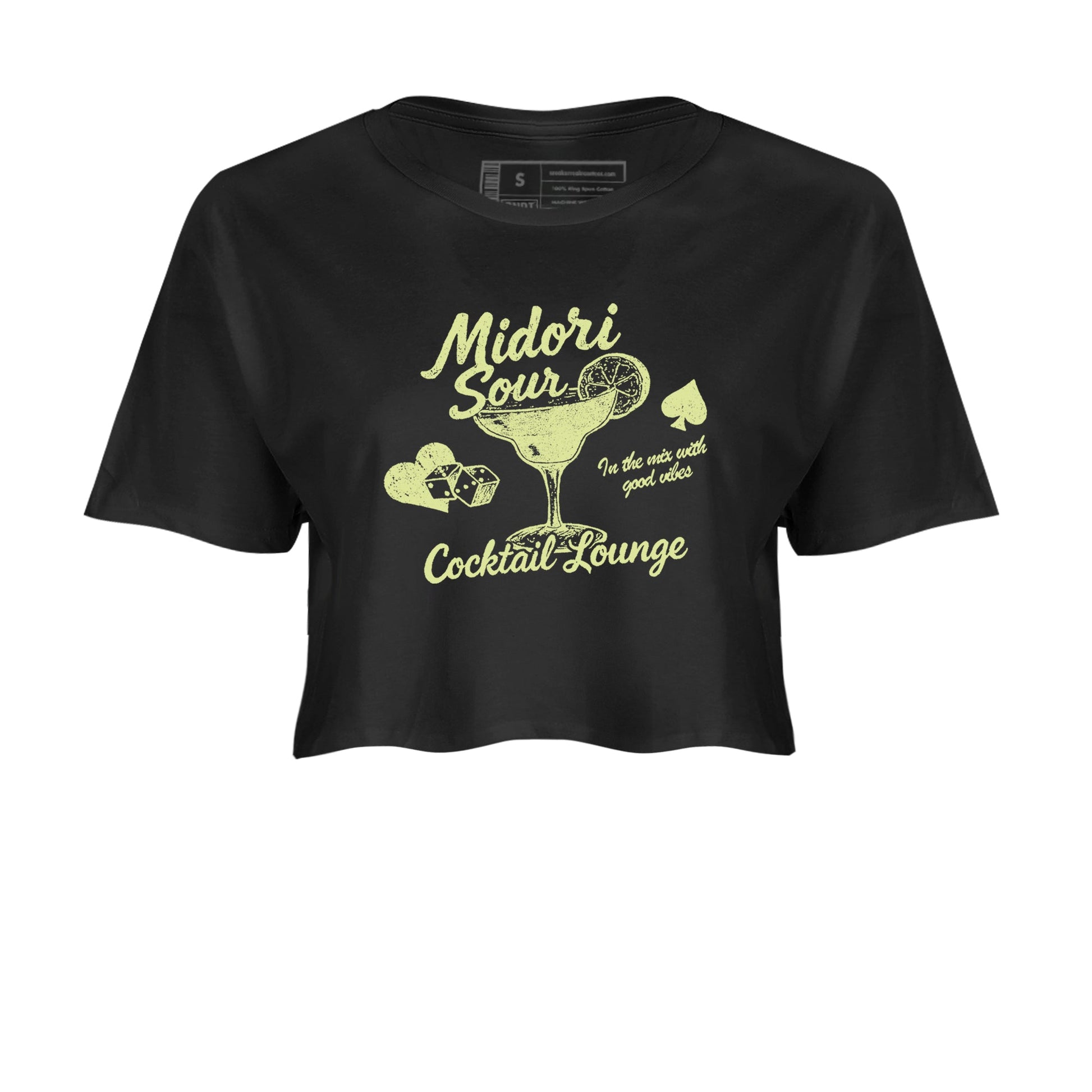Sneaker match tees – Streetwear Graphic Tees Air Jordan 5 Luminous Green Sneakers – Midori Sour Graphic Crop T-Shirt Black 2