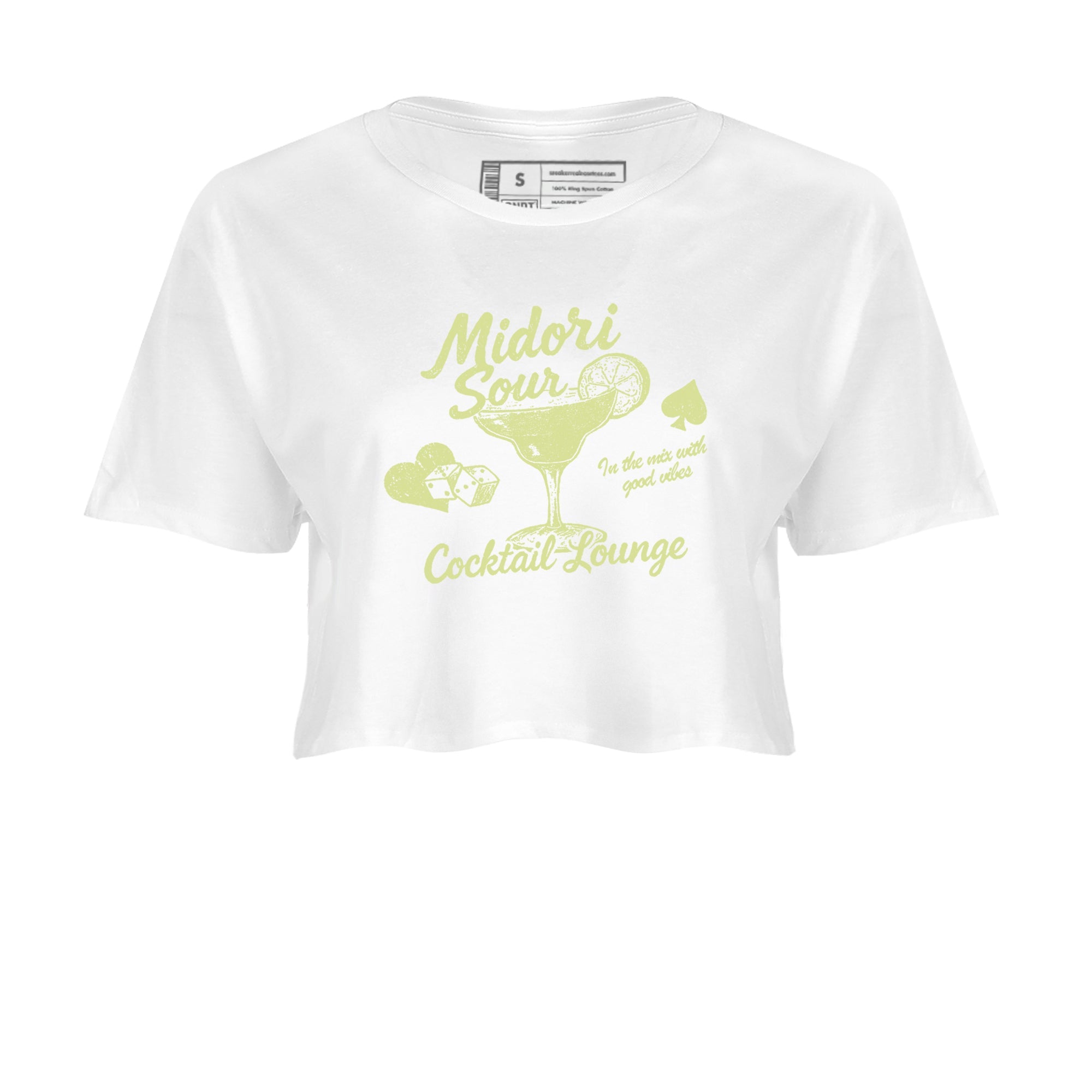 Sneaker match tees – Streetwear Graphic Tees Air Jordan 5 Luminous Green Sneakers – Midori Sour Graphic Crop T-Shirt White 2