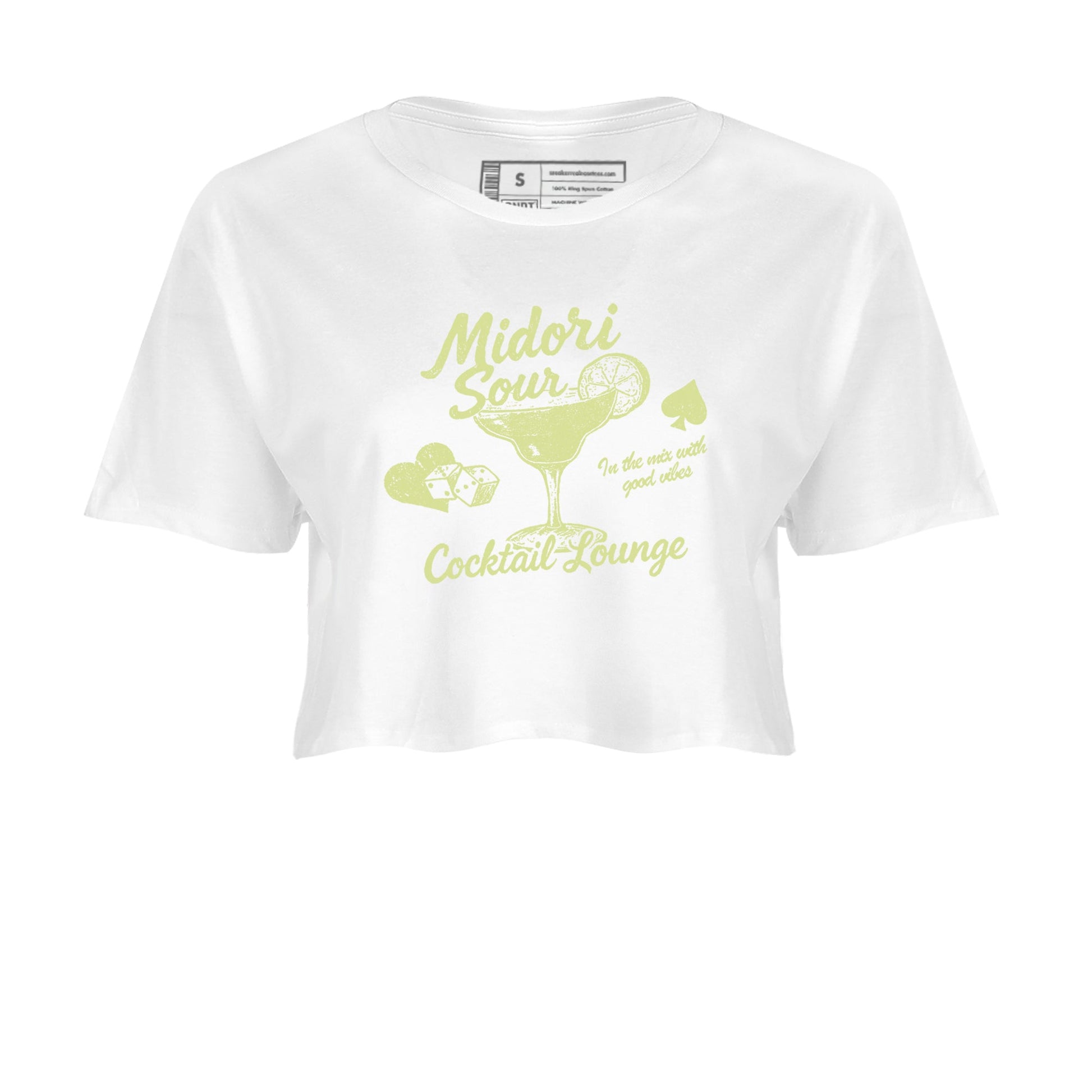 Sneaker match tees – Streetwear Graphic Tees Air Jordan 5 Luminous Green Sneakers – Midori Sour Graphic Crop T-Shirt White 2