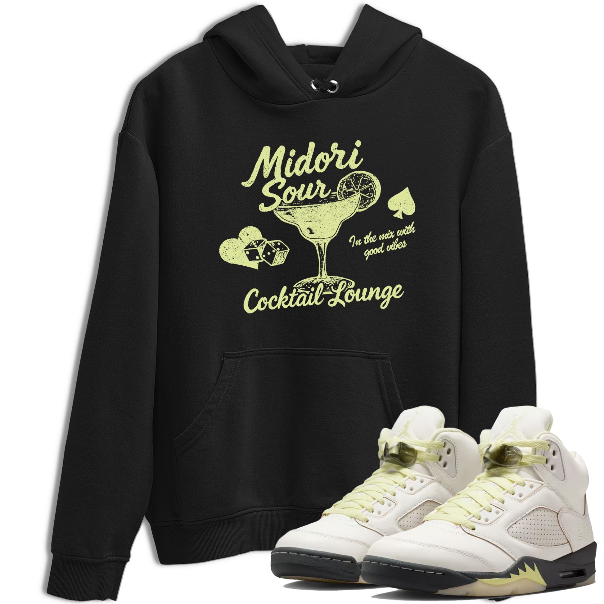 Sneaker match tees – Streetwear Graphic Tees Air Jordan 5 Luminous Green Sneakers – Midori Sour Graphic Tee Black 1