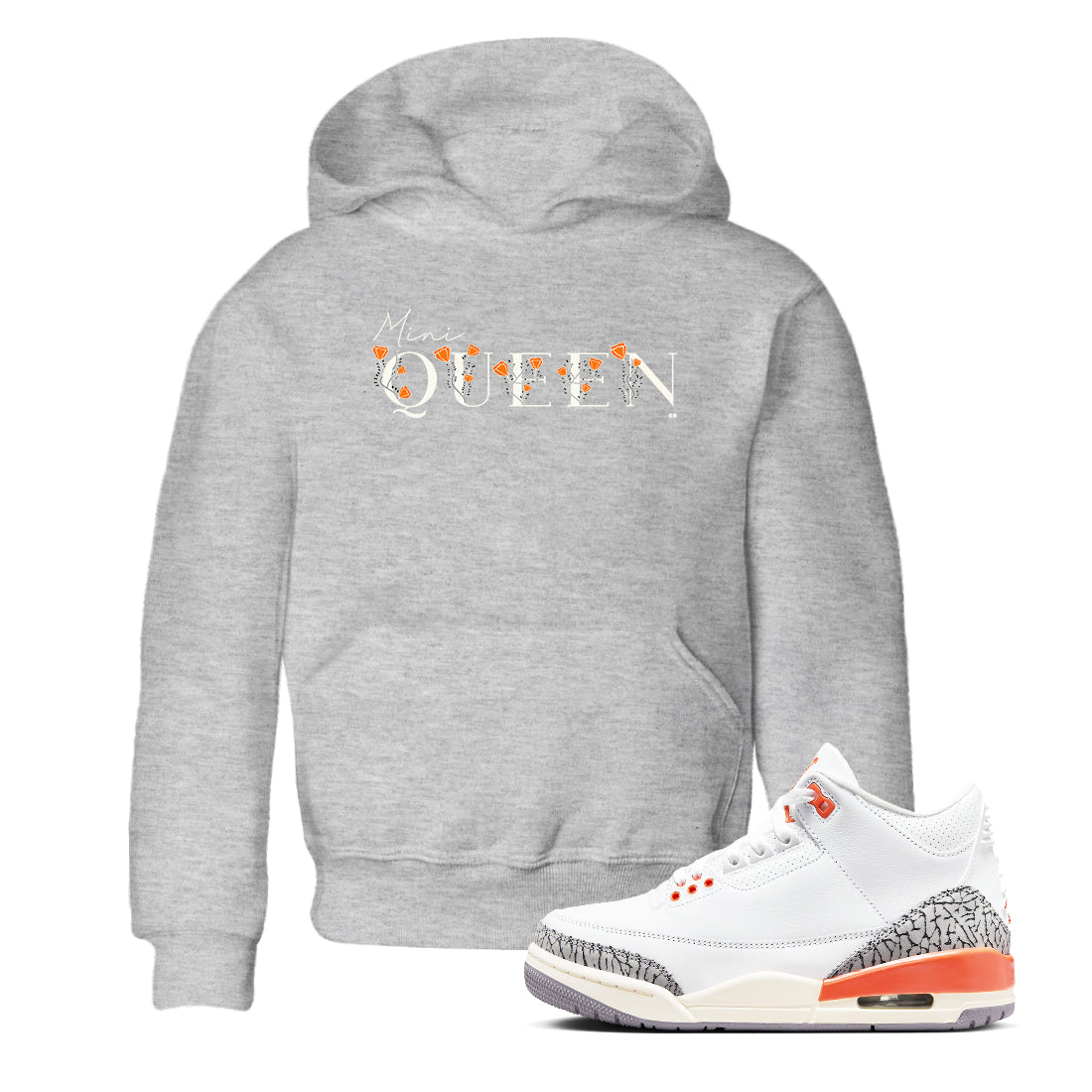3s Georgia Peach shirt to match jordans Mini Queen sneaker tees Air Jordan 3 Georgia Peach SNRT sneaker release tees baby toddler Heather Grey 1 cotton Shirt