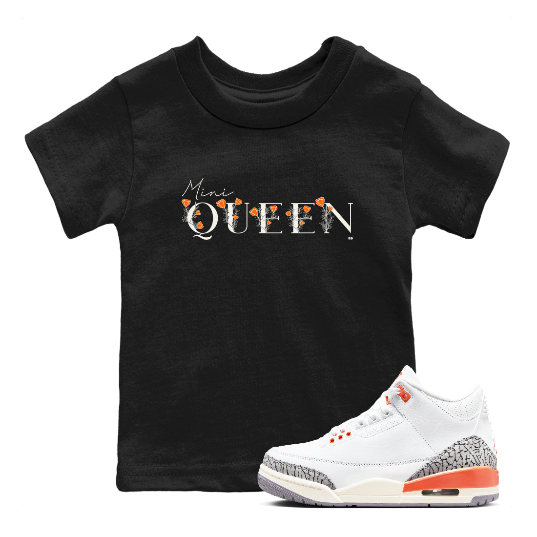 3s Georgia Peach shirt to match jordans Mini Queen sneaker tees Air Jordan 3 Georgia Peach SNRT sneaker release tees baby toddler Black 1 cotton Shirt