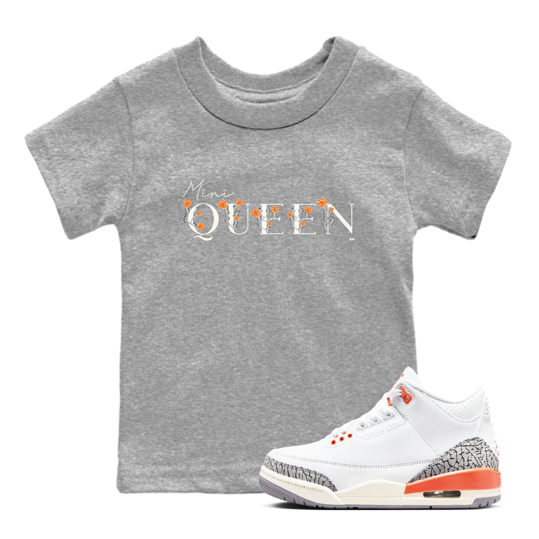 3s Georgia Peach shirt to match jordans Mini Queen sneaker tees Air Jordan 3 Georgia Peach SNRT sneaker release tees baby toddler Heather Grey 1 cotton Shirt