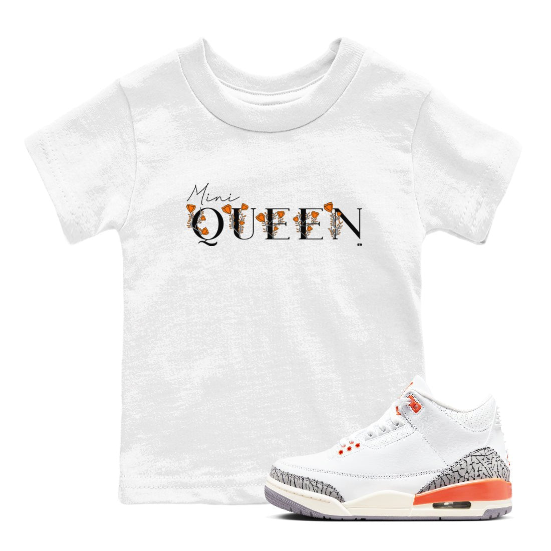 3s Georgia Peach shirt to match jordans Mini Queen sneaker tees Air Jordan 3 Georgia Peach SNRT sneaker release tees baby toddler White 1 cotton Shirt
