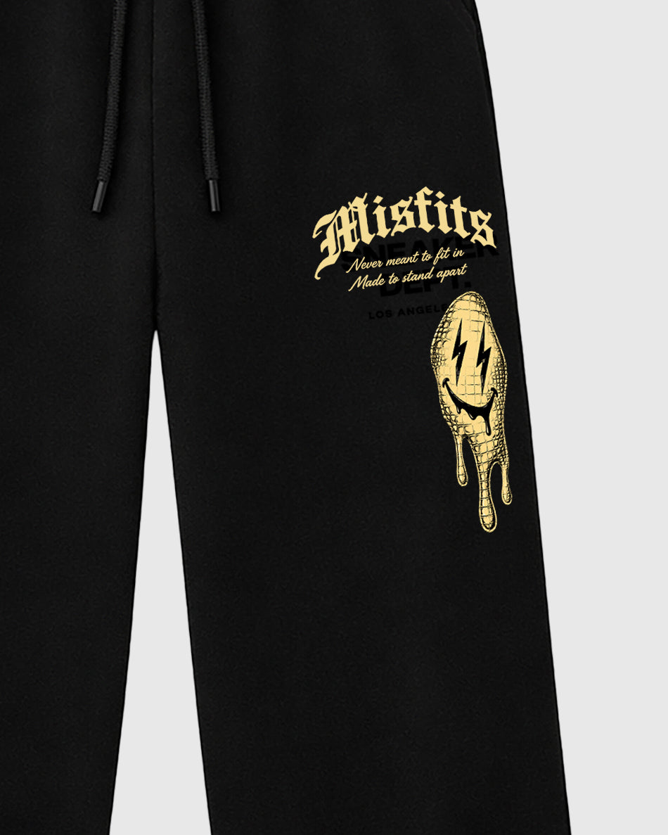 Misfit Thunder graphic wide cut sweatpants designed to match the Air Jordan 4 X J Balvin 'Amazonas', featuring coordinated Black 2 options for a perfect streetwear vibe.