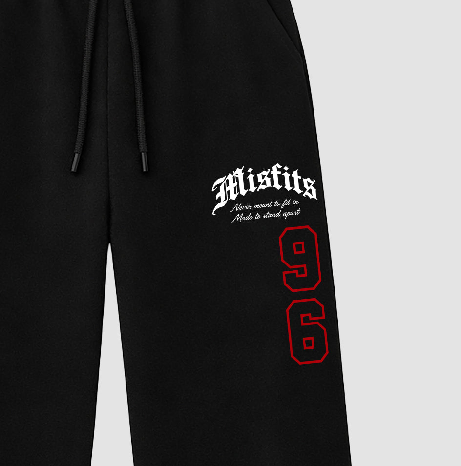 Misfits 96 graphic wide cut sweatpants designed to match the Air Jordan 9 True Red, featuring coordinated Black 2 options for a perfect streetwear vibe.