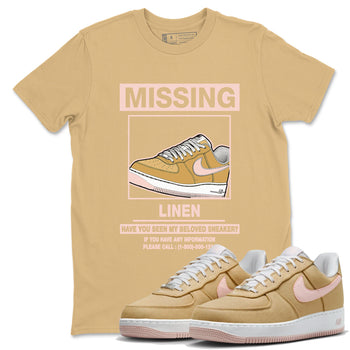 AF1 Linen shirts to match jordans Missing Sneaker sneaker match tees Air Force 1 Linen match shoes to clothes SNRT Sneaker Tees unisex cotton Old Gold 1 shirts