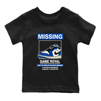 1s Game Royal shirts to match jordans Missing Sneaker sneaker match tees Air Jordan 1 Retro Low OG Game Royal match shoes to clothes SNRT Sneaker Tees Youth Baby Black 2 tee