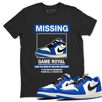 1s Game Royal shirts to match jordans Missing Sneaker sneaker match tees Air Jordan 1 Retro Low OG Game Royal match shoes to clothes SNRT Sneaker Tees unisex cotton Black 1 shirts