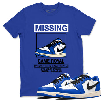 1s Game Royal shirts to match jordans Missing Sneaker sneaker match tees Air Jordan 1 Retro Low OG Game Royal match shoes to clothes SNRT Sneaker Tees unisex cotton Royal Blue 1 shirts