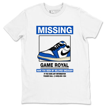 1s Game Royal shirts to match jordans Missing Sneaker sneaker match tees Air Jordan 1 Retro Low OG Game Royal match shoes to clothes SNRT Sneaker Tees unisex cotton White 2 shirts