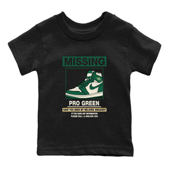 Sneaker Threads – Sneaker Tees To Match Air Jordan 1 Pro Green – Missing Sneaker Youth Graphic Tee Black 2. Perfect for Jordan releases 2025 colorways.