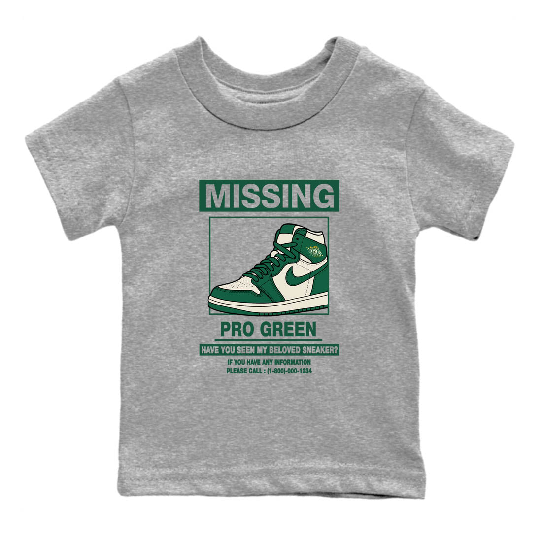 Sneaker Threads – Sneaker Tees To Match Air Jordan 1 Pro Green – Missing Sneaker Youth Graphic Tee Heather Grey 2. Perfect for Jordan releases 2025 colorways.