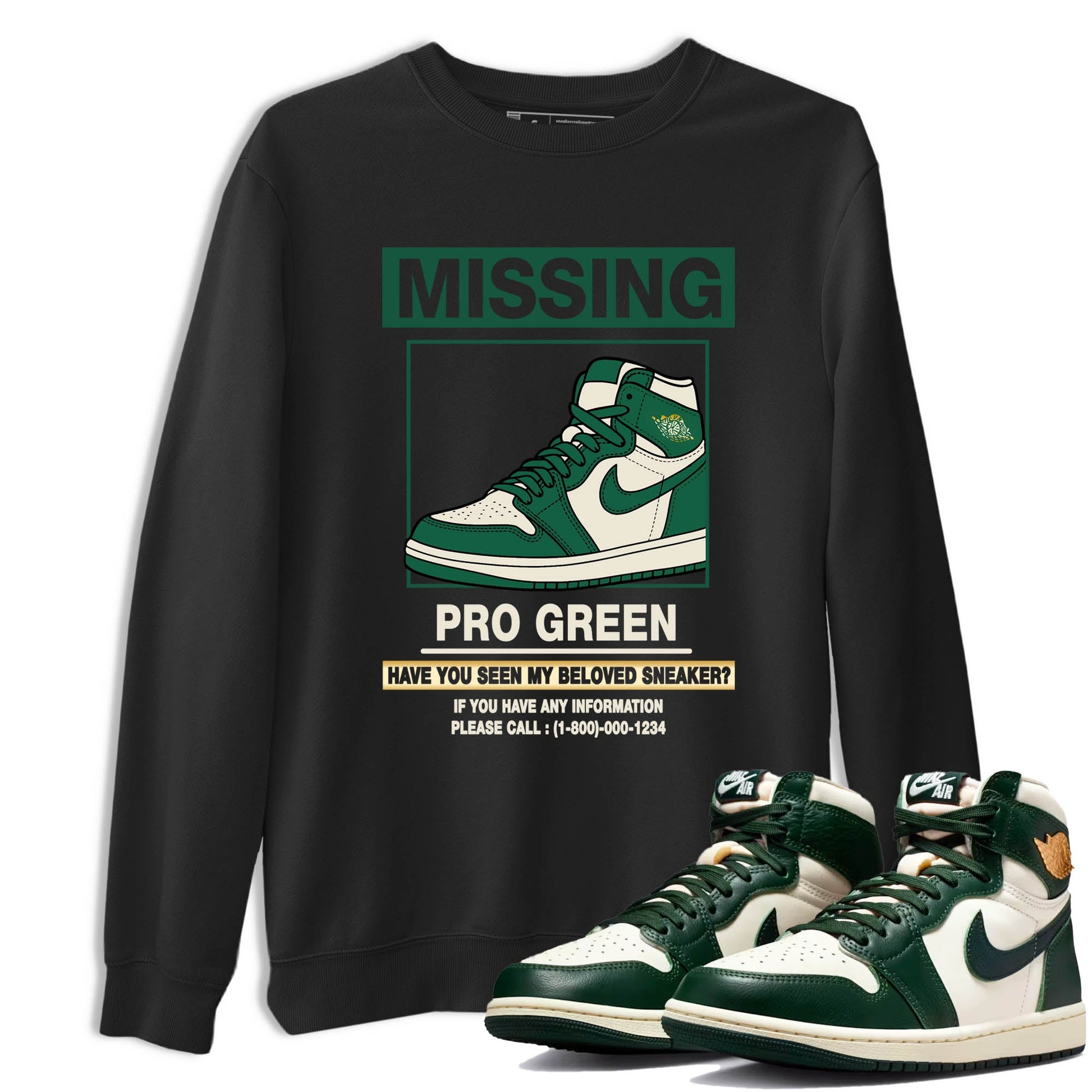 Sneaker Threads – Sneaker Tees To Match Air Jordan 1 Pro Green – Missing Sneaker Graphic Tee Black 1. Perfect for Jordan releases 2025 colorways.