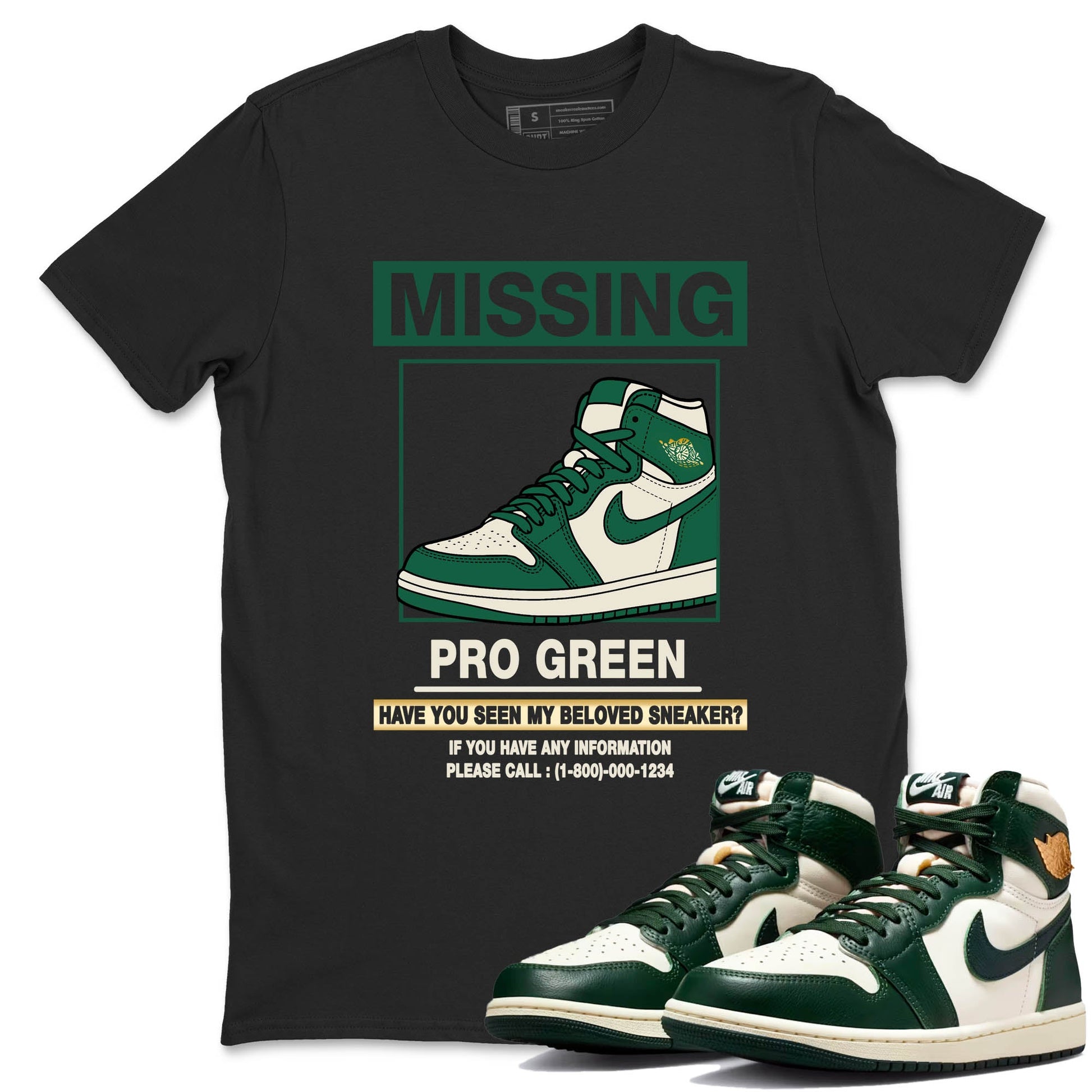Sneaker Threads – Sneaker Tees To Match Air Jordan 1 Pro Green – Missing Sneaker Graphic Tee Black 1. Perfect for Jordan releases 2025 colorways.