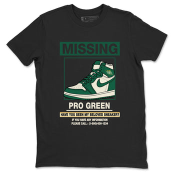Sneaker Threads – Sneaker Tees To Match Air Jordan 1 Pro Green – Missing Sneaker Graphic Tee Black 2. Perfect for Jordan releases 2025 colorways.