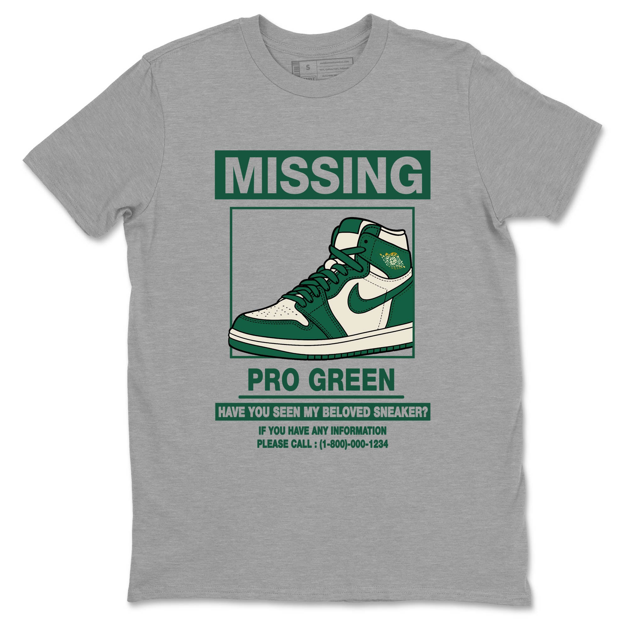 Sneaker Threads – Sneaker Tees To Match Air Jordan 1 Pro Green – Missing Sneaker Graphic Tee Heather Grey 2. Perfect for Jordan releases 2025 colorways.