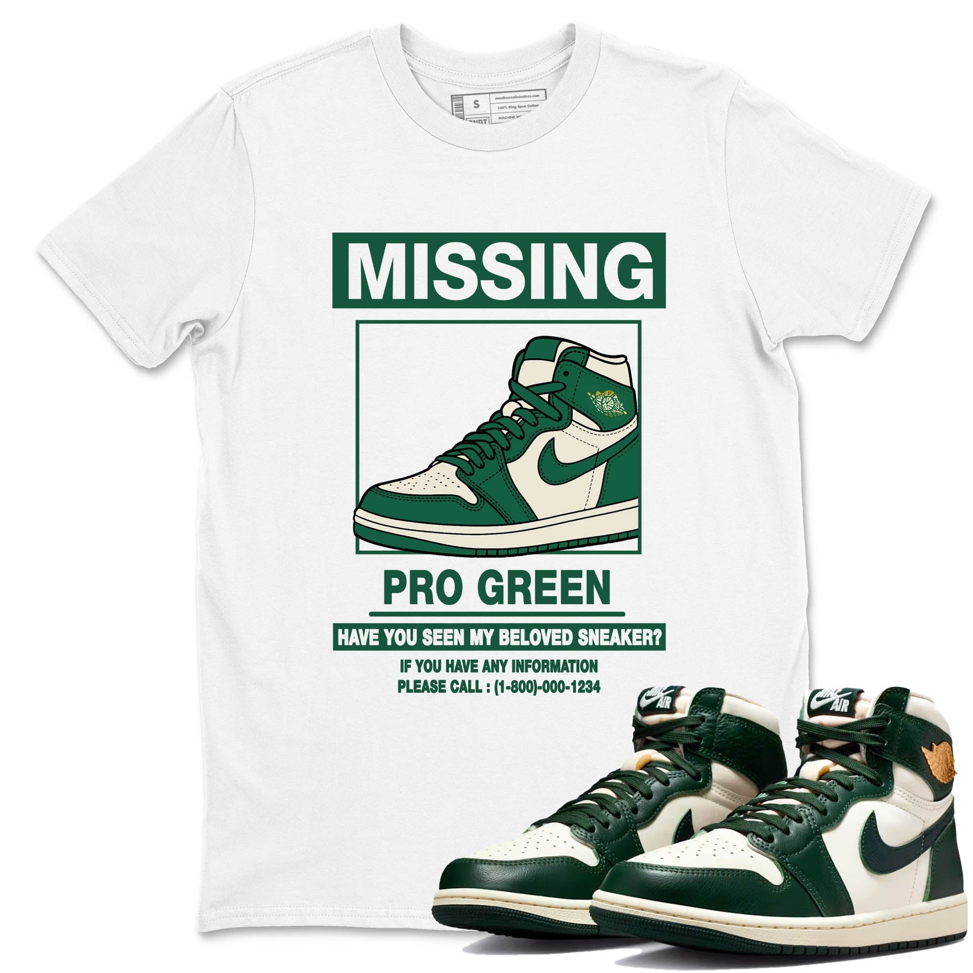 Sneaker Threads – Sneaker Tees To Match Air Jordan 1 Pro Green – Missing Sneaker Graphic Tee White 1. Perfect for Jordan releases 2025 colorways.