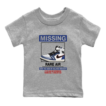 1s Rare Air shirts to match jordans Missing Sneaker sneaker match tees Air Jordan 1 High OG Rare Air Deep Royal Blue match shoes to clothes SNRT Sneaker Tees Youth Baby Heather Grey 2 tee