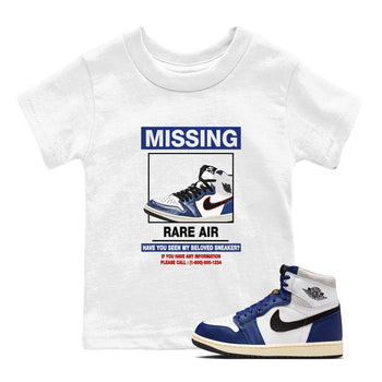 1s Rare Air shirts to match jordans Missing Sneaker sneaker match tees Air Jordan 1 High OG Rare Air Deep Royal Blue match shoes to clothes SNRT Sneaker Tees Youth Baby White 1 tee