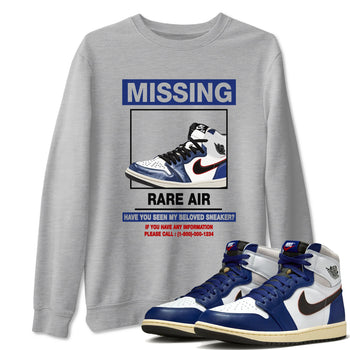 1s Rare Air shirts to match jordans Missing Sneaker sneaker match tees Air Jordan 1 High OG Rare Air Deep Royal Blue match shoes to clothes SNRT Sneaker Tees unisex cotton Heather Grey 1 shirts