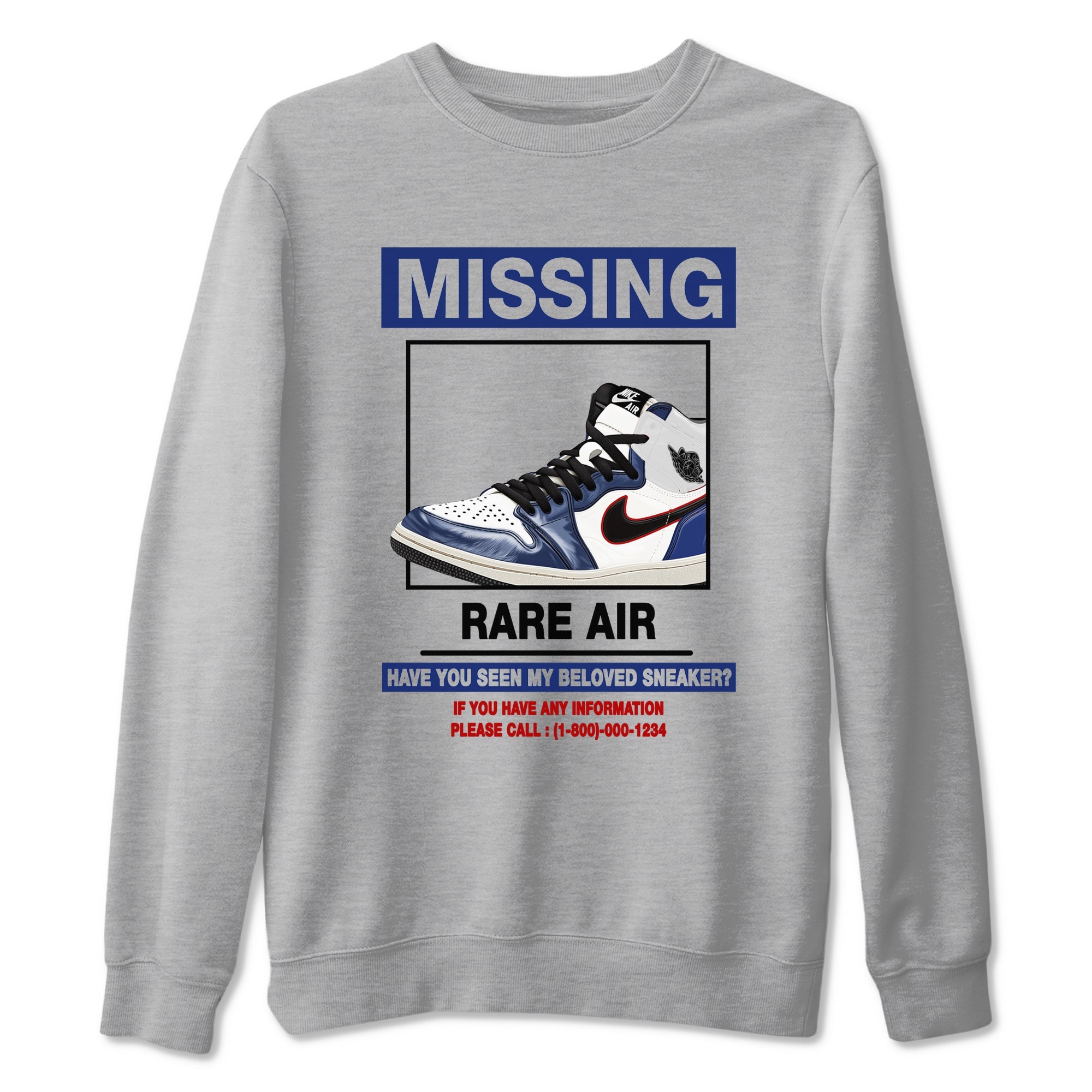 1s Rare Air shirts to match jordans Missing Sneaker sneaker match tees Air Jordan 1 High OG Rare Air Deep Royal Blue match shoes to clothes SNRT Sneaker Tees unisex cotton Heather Grey 2 shirts