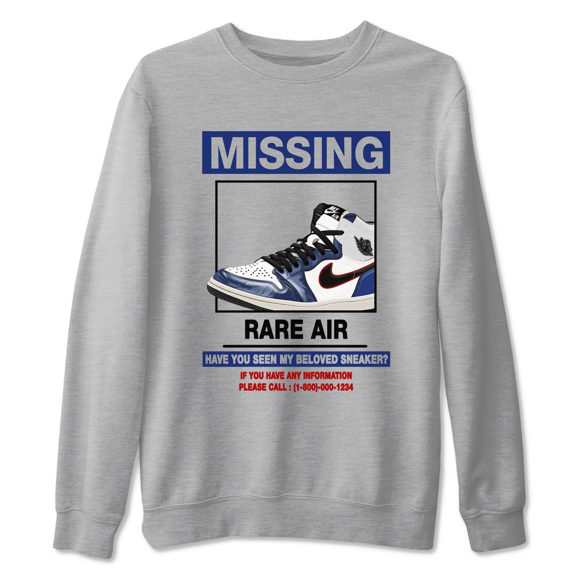 1s Rare Air shirts to match jordans Missing Sneaker sneaker match tees Air Jordan 1 High OG Rare Air Deep Royal Blue match shoes to clothes SNRT Sneaker Tees unisex cotton Heather Grey 2 shirts