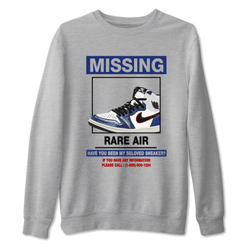 1s Rare Air shirts to match jordans Missing Sneaker sneaker match tees Air Jordan 1 High OG Rare Air Deep Royal Blue match shoes to clothes SNRT Sneaker Tees unisex cotton Heather Grey 2 shirts