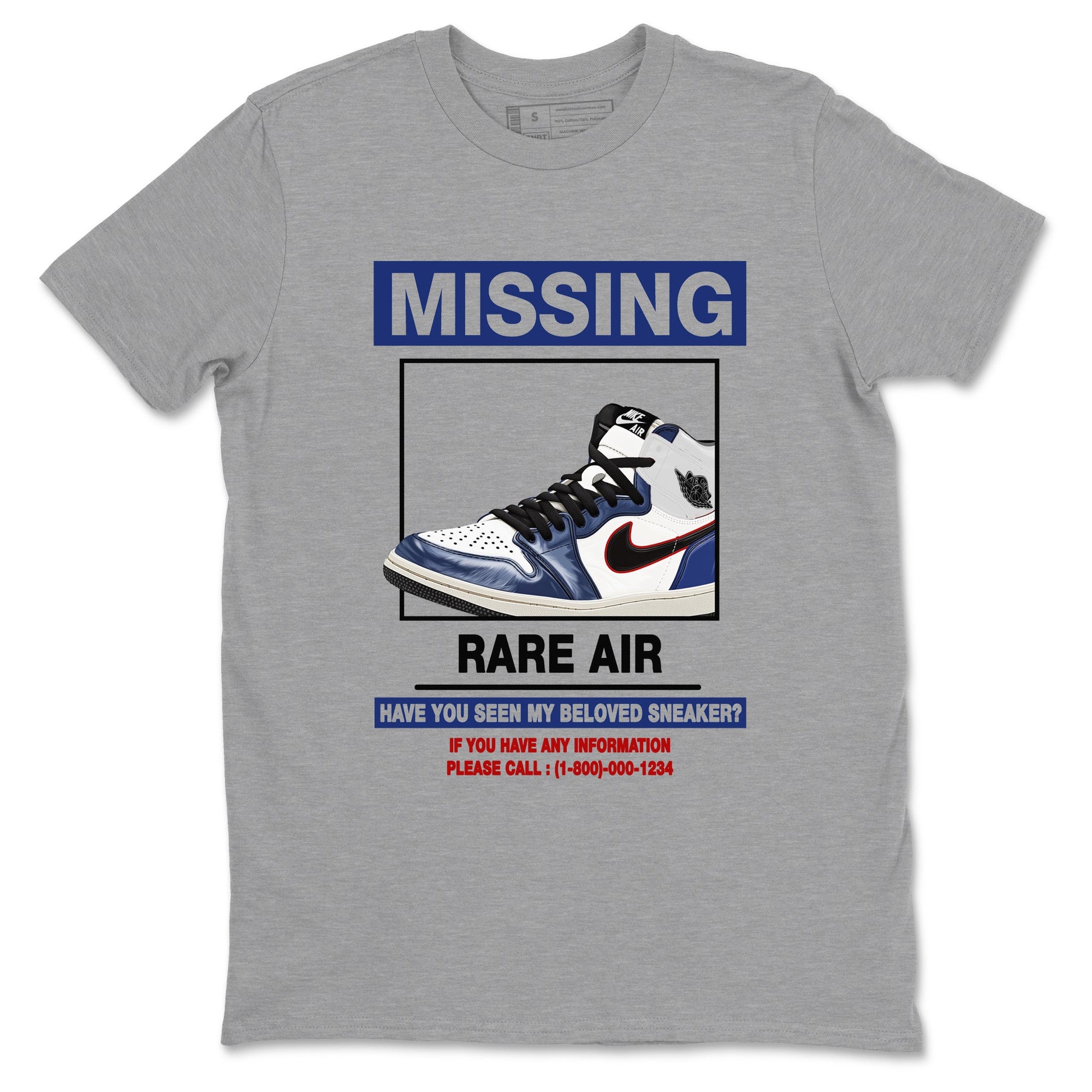 1s Rare Air shirts to match jordans Missing Sneaker sneaker match tees Air Jordan 1 High OG Rare Air Deep Royal Blue match shoes to clothes SNRT Sneaker Tees unisex cotton Heather Grey 2 shirts