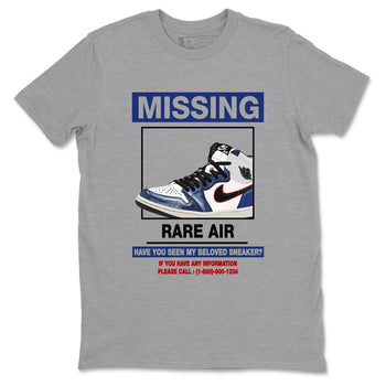1s Rare Air shirts to match jordans Missing Sneaker sneaker match tees Air Jordan 1 High OG Rare Air Deep Royal Blue match shoes to clothes SNRT Sneaker Tees unisex cotton Heather Grey 2 shirts