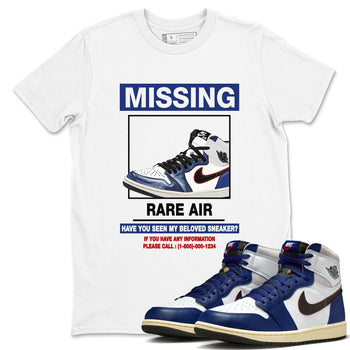 1s Rare Air shirts to match jordans Missing Sneaker sneaker match tees Air Jordan 1 High OG Rare Air Deep Royal Blue match shoes to clothes SNRT Sneaker Tees unisex cotton White 1 shirts
