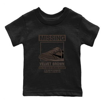 AJ1 Travis Scott Velvet Brown and Dark Mocha shirts to match jordans Missing Sneaker sneaker match tees 1s Travis Scott Velvet Brown match shoes to clothes SNRT Sneaker Tees Youth Baby Black 2 tee