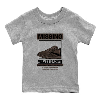 AJ1 Travis Scott Velvet Brown and Dark Mocha shirts to match jordans Missing Sneaker sneaker match tees 1s Travis Scott Velvet Brown match shoes to clothes SNRT Sneaker Tees Youth Baby Heather Grey 2 tee