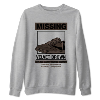 AJ1 Travis Scott Velvet Brown and Dark Mocha shirts to match jordans Missing Sneaker sneaker match tees 1s Travis Scott Velvet Brown match shoes to clothes SNRT Sneaker Tees unisex cotton Heather Grey 2 shirts