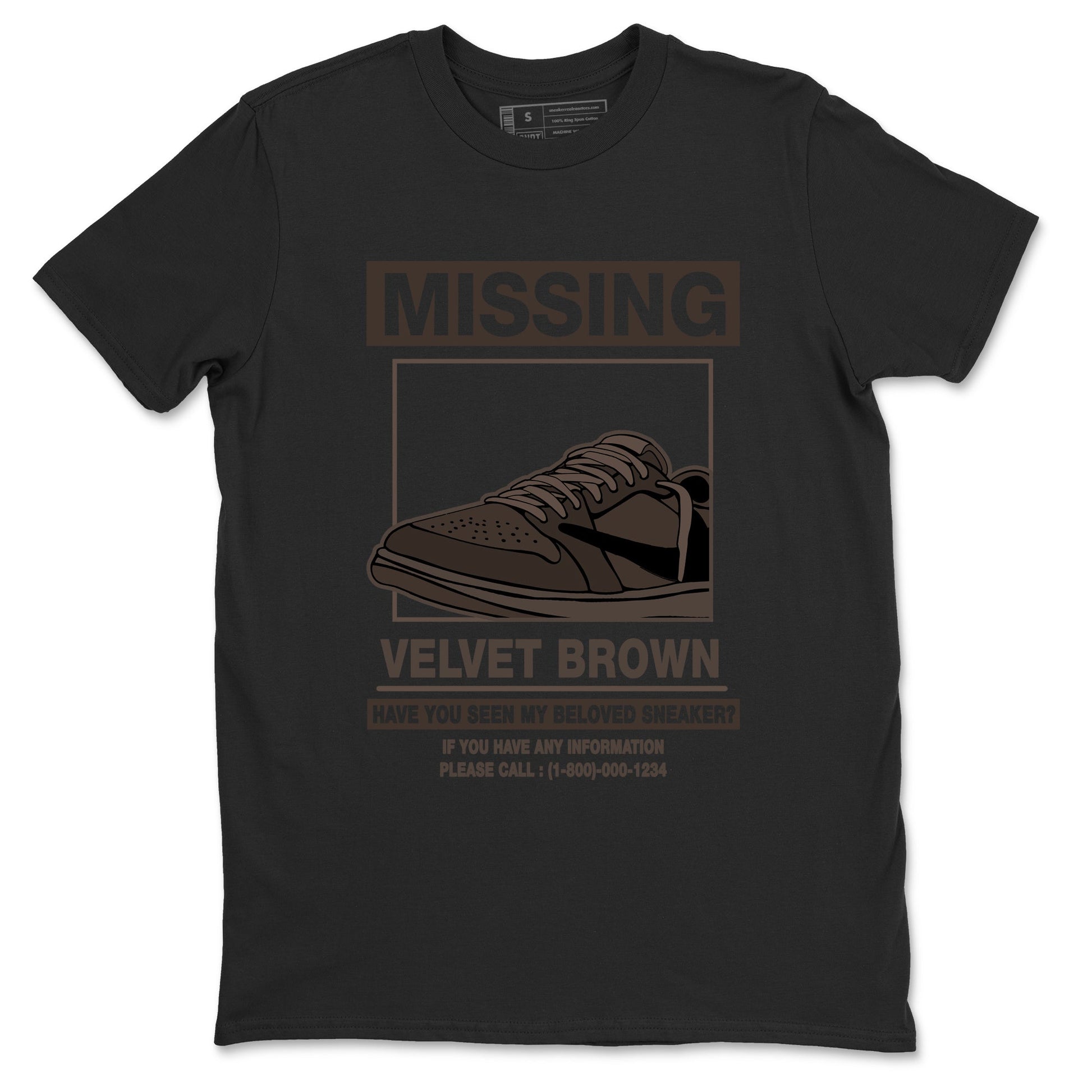 AJ1 Travis Scott Velvet Brown and Dark Mocha shirts to match jordans Missing Sneaker sneaker match tees 1s Travis Scott Velvet Brown match shoes to clothes SNRT Sneaker Tees unisex cotton Black 2 shirts