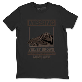 AJ1 Travis Scott Velvet Brown and Dark Mocha shirts to match jordans Missing Sneaker sneaker match tees 1s Travis Scott Velvet Brown match shoes to clothes SNRT Sneaker Tees unisex cotton Black 2 shirts