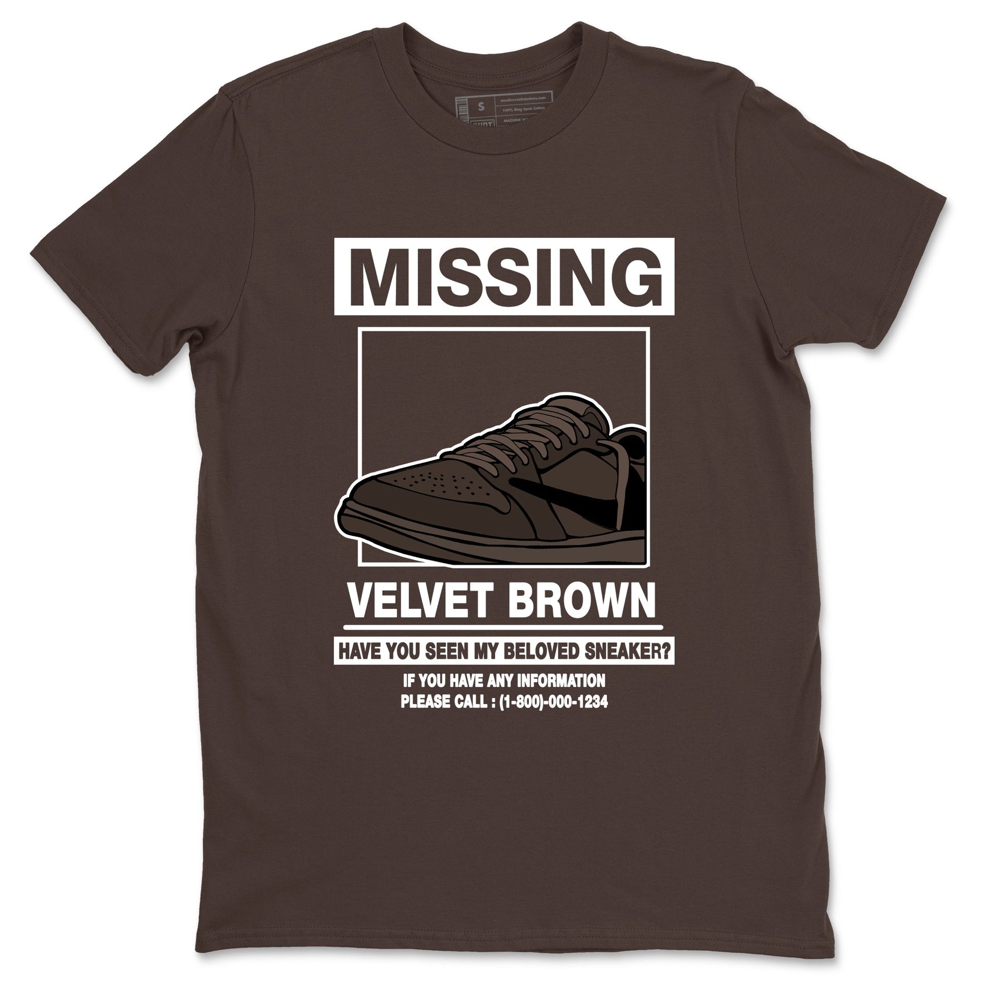 AJ1 Travis Scott Velvet Brown and Dark Mocha shirts to match jordans Missing Sneaker sneaker match tees 1s Travis Scott Velvet Brown match shoes to clothes SNRT Sneaker Tees unisex cotton Dark Chocolate 2 shirts