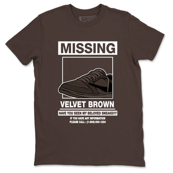 AJ1 Travis Scott Velvet Brown and Dark Mocha shirts to match jordans Missing Sneaker sneaker match tees 1s Travis Scott Velvet Brown match shoes to clothes SNRT Sneaker Tees unisex cotton Dark Chocolate 2 shirts