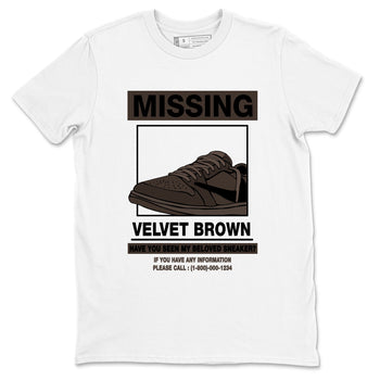 AJ1 Travis Scott Velvet Brown and Dark Mocha shirts to match jordans Missing Sneaker sneaker match tees 1s Travis Scott Velvet Brown match shoes to clothes SNRT Sneaker Tees unisex cotton White 2 shirts
