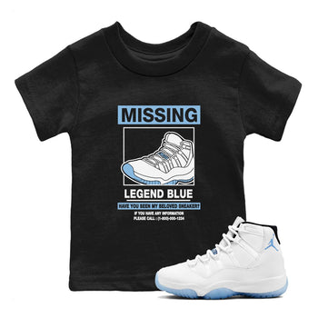 11s Legend Blue shirts to match jordans Missing Sneaker best t shirts to wear with jordans AJ11 Retro Legend Blue match shoes to clothes SNRT Sneaker Tees Youth Baby Black 1 tee