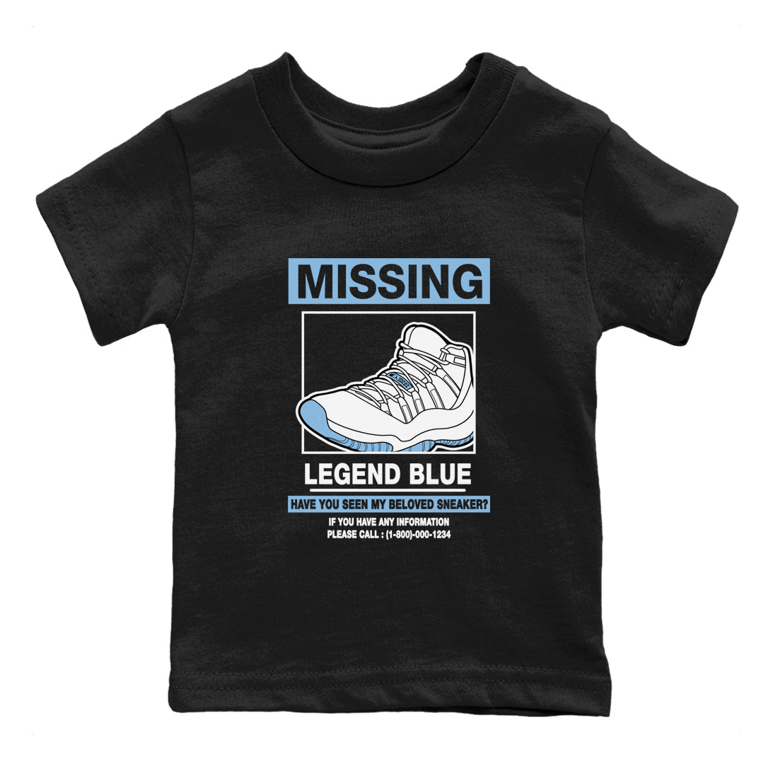 11s Legend Blue shirts to match jordans Missing Sneaker best t shirts to wear with jordans AJ11 Retro Legend Blue match shoes to clothes SNRT Sneaker Tees Youth Baby Black 2 tee