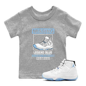 11s Legend Blue shirts to match jordans Missing Sneaker best t shirts to wear with jordans AJ11 Retro Legend Blue match shoes to clothes SNRT Sneaker Tees Youth Baby Heather Grey 1 tee