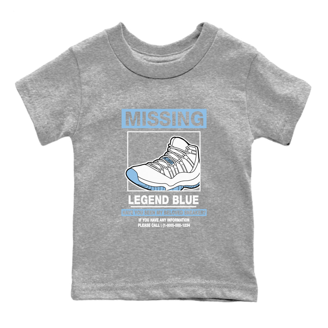 11s Legend Blue shirts to match jordans Missing Sneaker best t shirts to wear with jordans AJ11 Retro Legend Blue match shoes to clothes SNRT Sneaker Tees Youth Baby Heather Grey 2 tee