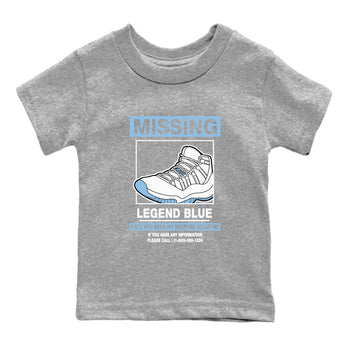 11s Legend Blue shirts to match jordans Missing Sneaker best t shirts to wear with jordans AJ11 Retro Legend Blue match shoes to clothes SNRT Sneaker Tees Youth Baby Heather Grey 2 tee