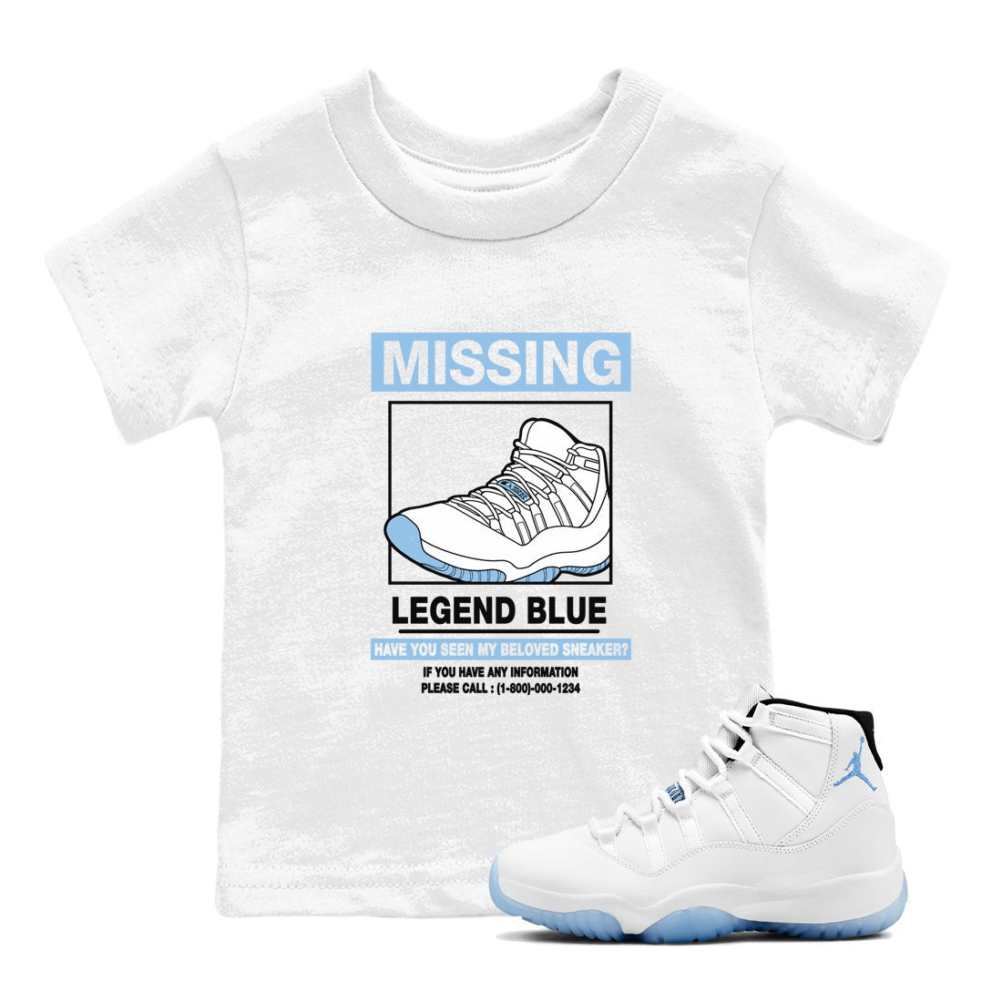 11s Legend Blue shirts to match jordans Missing Sneaker best t shirts to wear with jordans AJ11 Retro Legend Blue match shoes to clothes SNRT Sneaker Tees Youth Baby White 1 tee