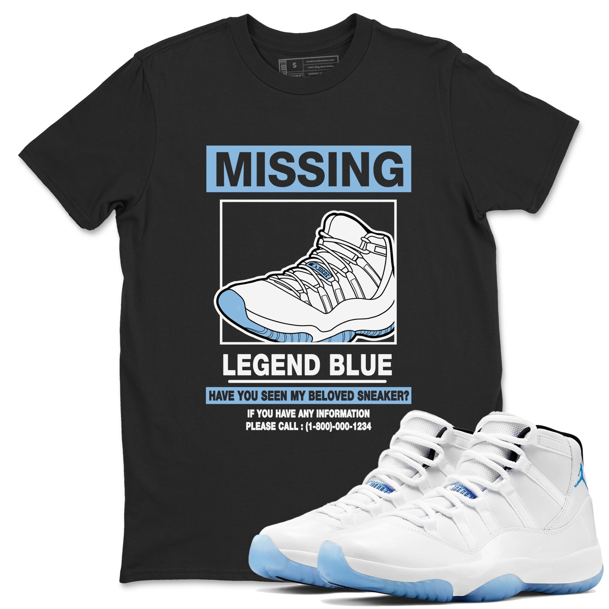 11s Legend Blue shirts to match jordans Missing Sneaker best t shirts to wear with jordans AJ11 Retro Legend Blue match shoes to clothes SNRT Sneaker Tees unisex cotton Black 1 shirts